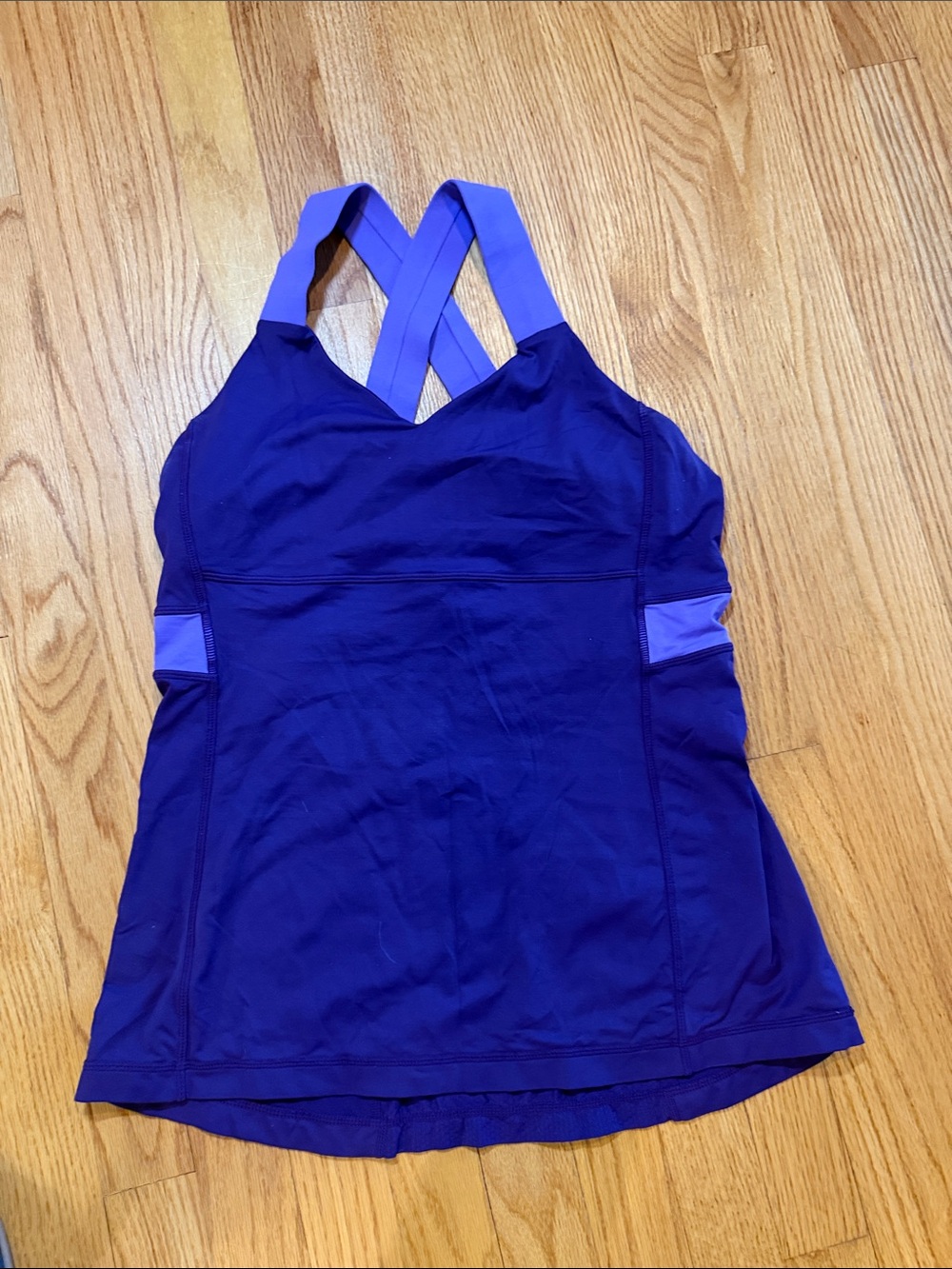 lululemon athletica Deep Purple Crisscross Sports Tank with Lilac Straps